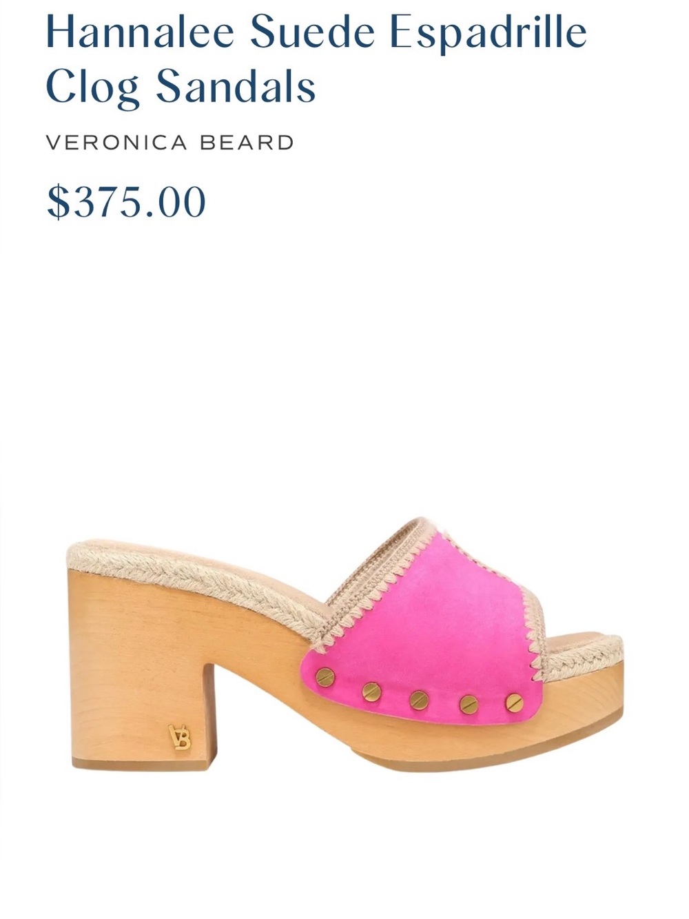 Veronica Beard Hannalee Suede Slip-On Wood Block Sandals - size 6.5